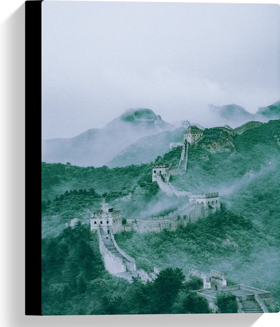 WallClassics - Canvas - Chinese Muur door Bosgebied in China - 30x40 cm Foto op Canvas Schilderij (Wanddecoratie op Canvas)