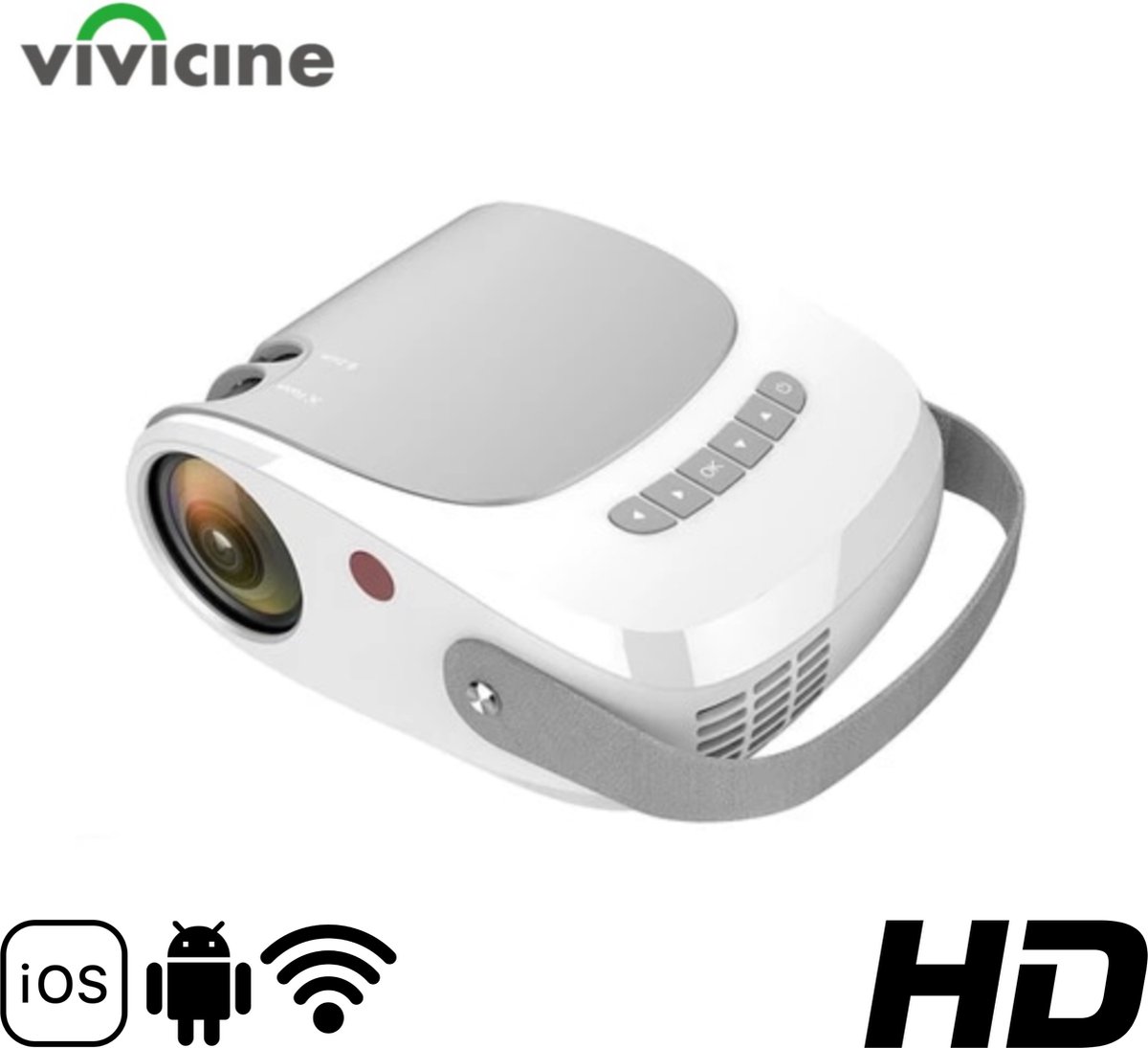 Vivicine Mini Beamer - Mini Projector - Beamer - 120 inch - Android en iOS - WiFi - Projecteer Vanaf Telefoon - Ingebouwde Luidspreker - 3600 Lumen - 60W - Wit