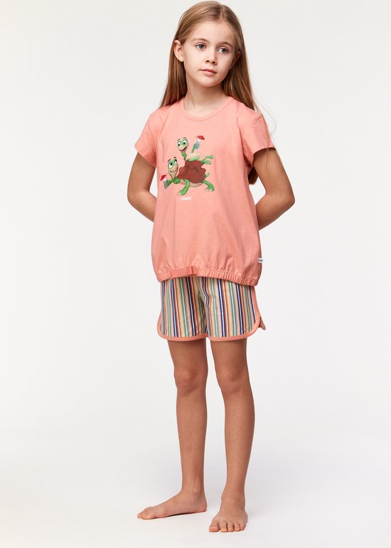 Woody pyjama meisjes - roze - schildpad - 231-1-BST-S/491 - maat 140