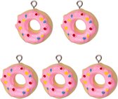 Hangers Sieraden Maken | Set 5 hangers roze Donuts | Bedels