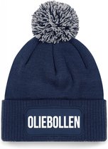 Bellatio Decorations Oliebollen muts met pompon - one size - navy