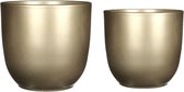 Mica - Plantenpot/bloempot - 2x stuks - keramiek - goud - D19/25 cm