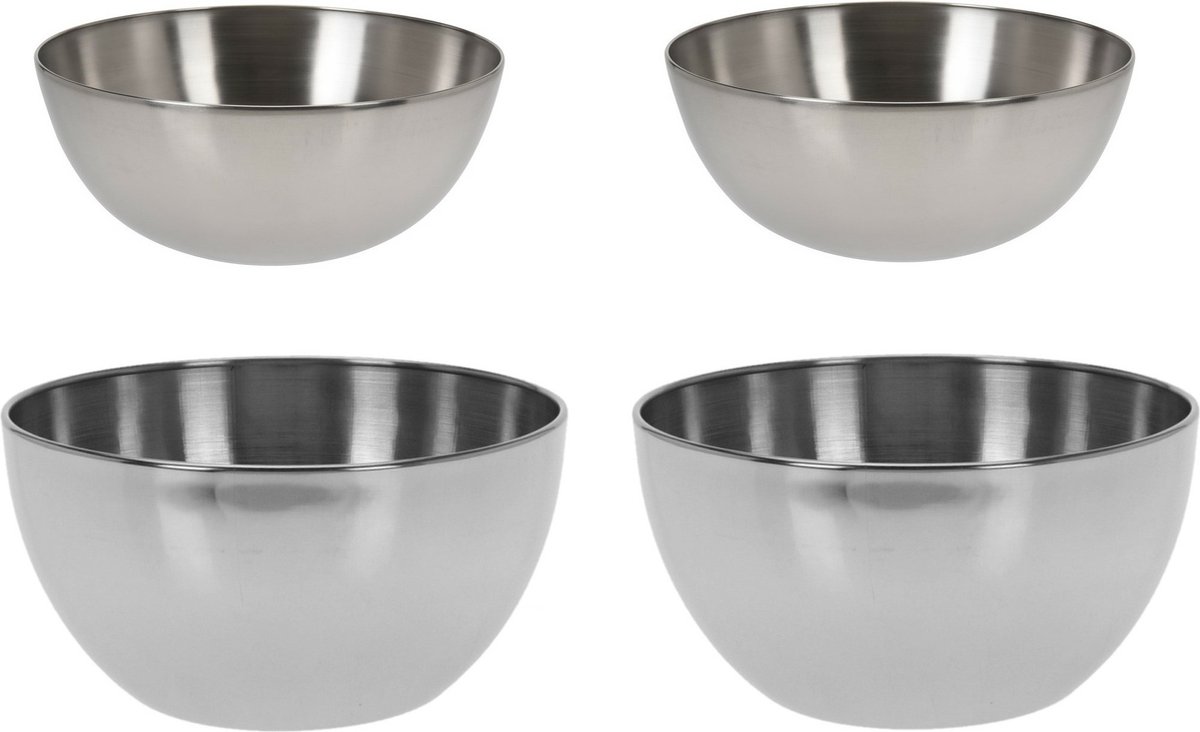 Excellent Houseware voedsel serveerschalen - Set 6x - RVS - D20/D13 cm