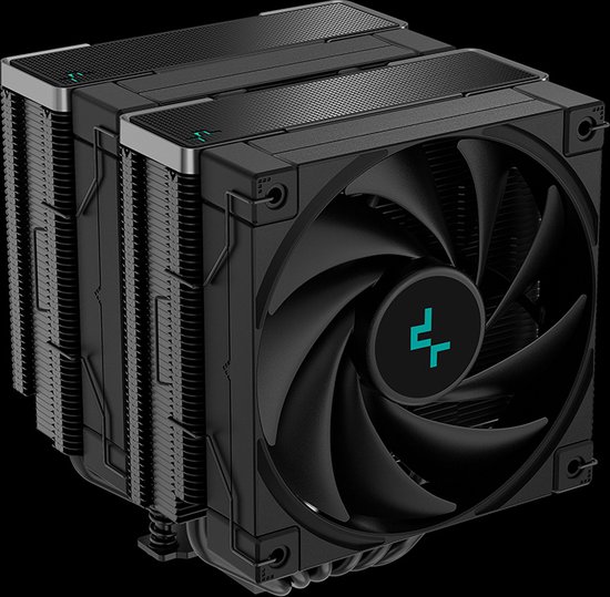 DeepCool AK620 Zero Dark 6x Heat Pipe All Black Dual Tower CPU Air Cooler, 2x FK120 120mm FDB Bearing PWM High Performance Fan, Intel: LGA2066/2011-v3/2011/1700/1200/1151/1150/1155 AMD: AM5/AM4, Easy Install, 260W TDP