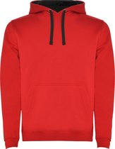 Rode heren Hoodie met Zwarte binnenzijde capuchon en koord Urban merk Roly maat XL