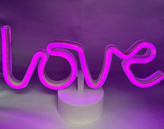 Foto: Led love met neonlicht roze neon licht op batterijen en usb hoogte 28 5 x 16 x 8 5 cm tafellamp nachtlamp decoratieve verlichting woonaccessoires