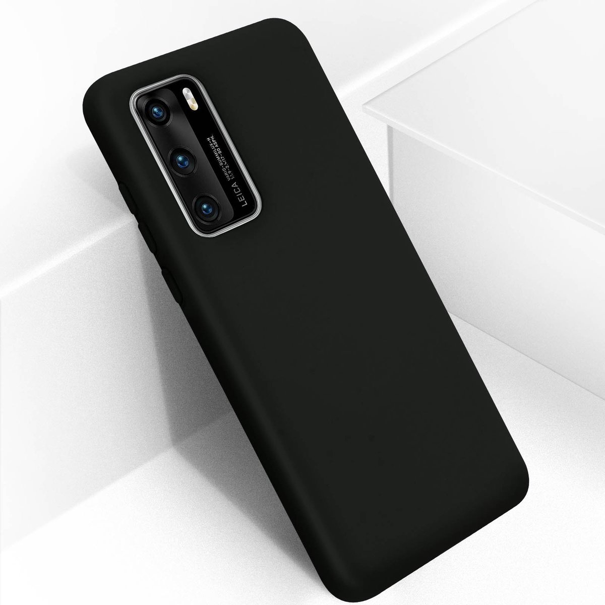 Geschikt voor Huawei P40 siliconen hoesje semi-rigide Soft-touch afwerking Zwart