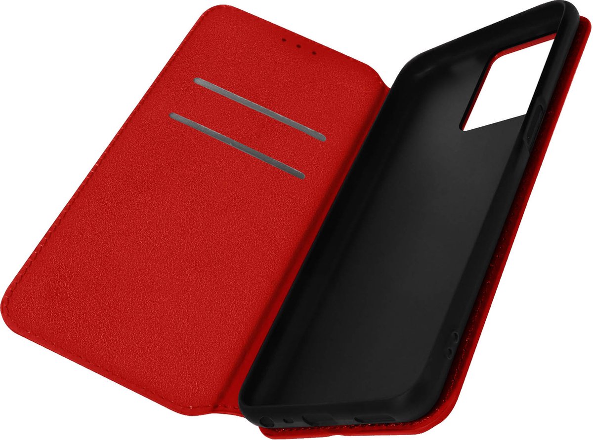 Avizar Portemonneehoesje Geschikt voor Oppo A57s Magnetische Klep met Houder, Rood