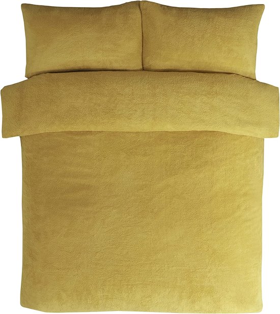 Super zacht - teddy fleece - Dekbedovertrek - Mosterd geel - 200x200 cm