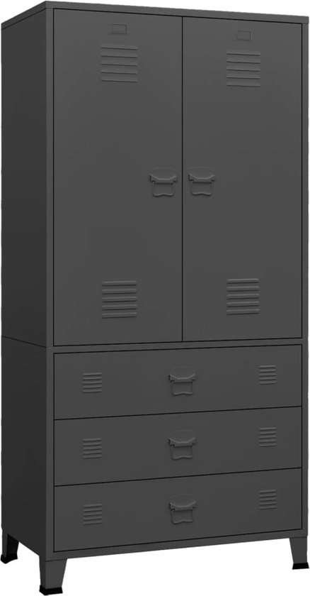 Ladekast industrieel 78x40x93 cm metaal antracietkleurig kopen
