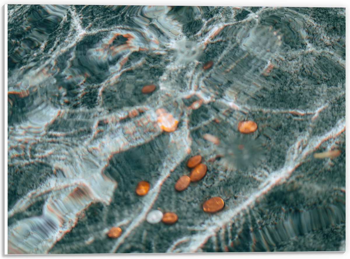 PVC Schuimplaat - Kleingeld op Bodem van Fontein - 40x30 cm Foto op PVC Schuimplaat (Met O