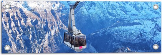 WallClassics - Tuinposter – Grote Lift door Zwitserse Alpen - 60x20 cm Foto op Tuinposter (wanddecoratie voor buiten en binnen)