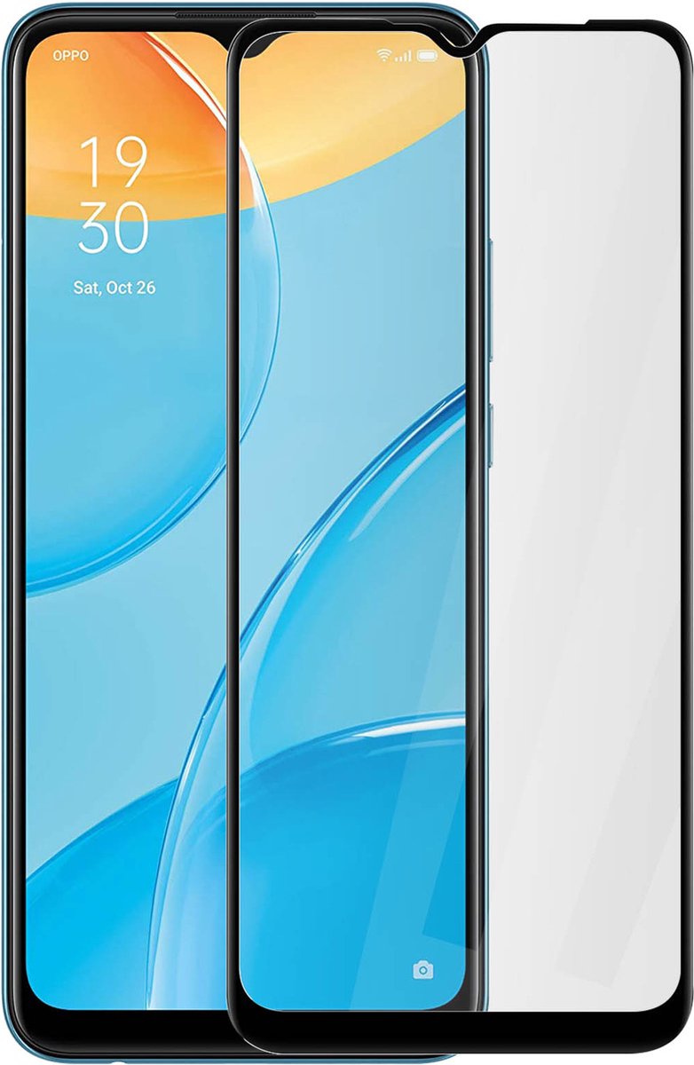 Geschikt voor Oppo A15 gehard glas 9H volledige hechting afgeschuinde rand zwart