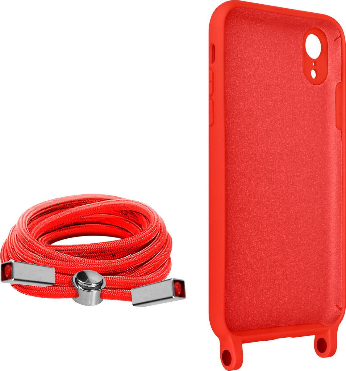 Geschikt voor Apple iPhone XR Koord Hoesje Semi-rigide Nekkoord 80cm rood