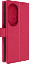 Cover Geschikt voor Huawei P50 Pro Flip Wallet Stand Video roze