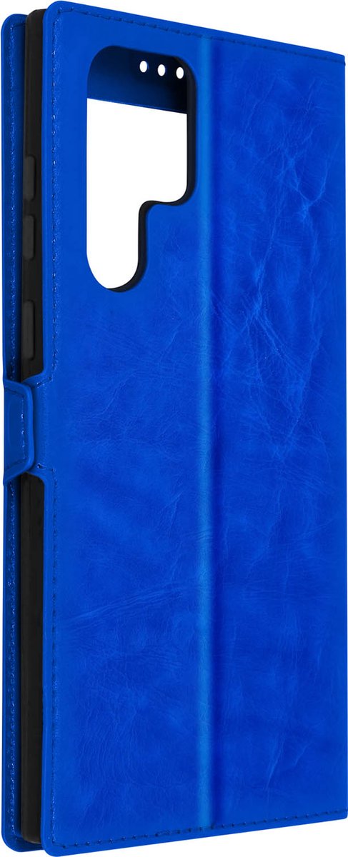 Geschikt voor Samsung Galaxy S22 Ultra Vensterhoes met Video Support blauw