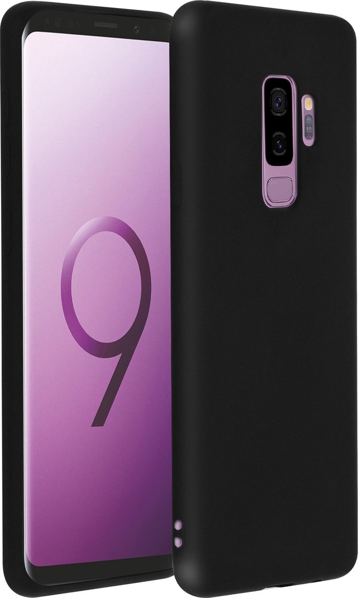 Avizar Hoes Geschikt voor Samsung Galaxy S9 Plus matte gel siliconen beschermer, Zwart