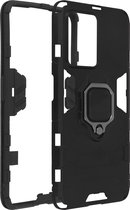 Geschikt voor Oppo Reno 8 Lite 5G Hybride Schokbestendige hoes met ringsteun – Zwart