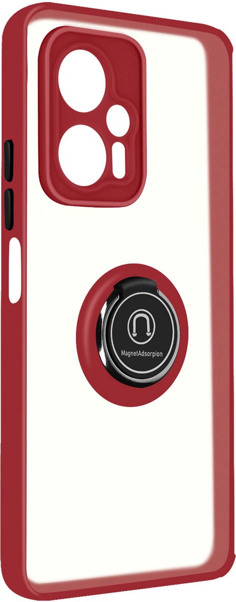 Geschikt voor Xiaomi Poco X4 GT Bi-materiaal Case Ring Video-Ondersteuning rood