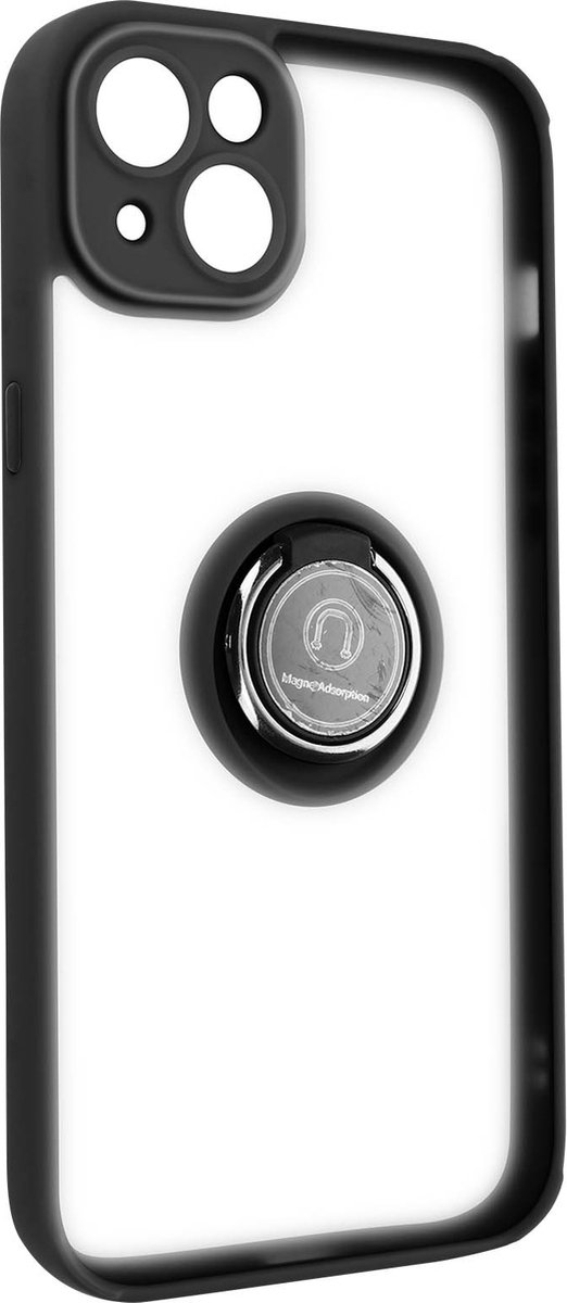 Geschikt voor Apple iPhone 14 Plus Bi-materiaal Case Ring Video-Ondersteuning zwart