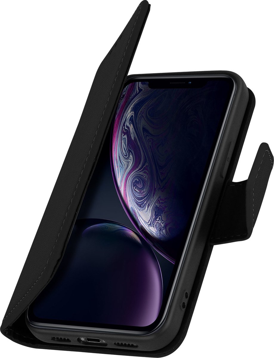 Avizar Housse pour Geschikt voor Apple iPhone XR Cuir Porte-carte Fonction Support Premium, Zwart