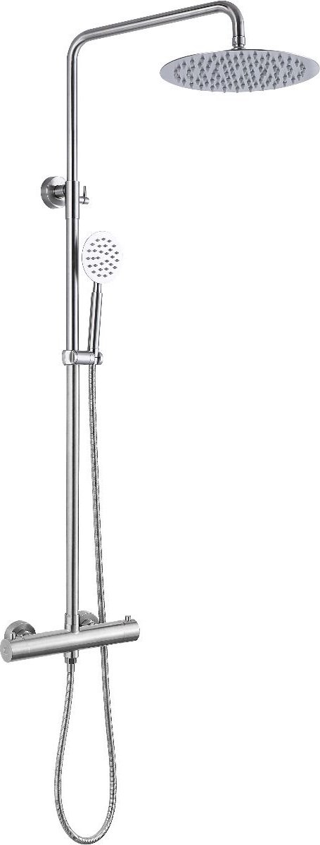 Regendoucheset Allibert Canggu – Inox RVS Douchekolom – Verstelbaar 85-122 cm – Met Handdouche en Hoofddouche