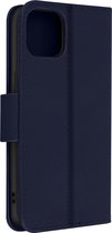 Geschikt voor Apple iPhone 13 Mini Leren Cover Kaarthouder Premium Stand Function nachtblauw