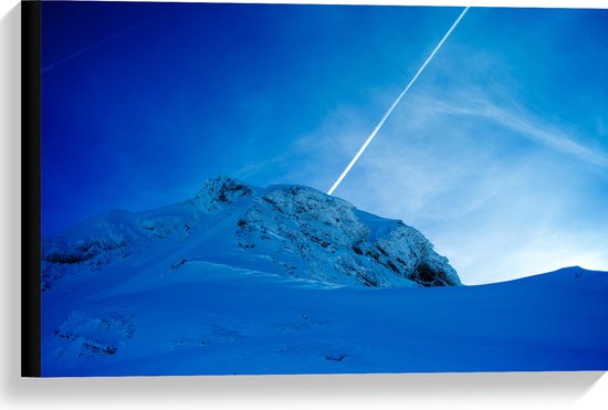 Canvas - Sneeuw in de Alpen - 60x40 cm Foto op Canvas Schilderij (Wanddecoratie op Canvas)