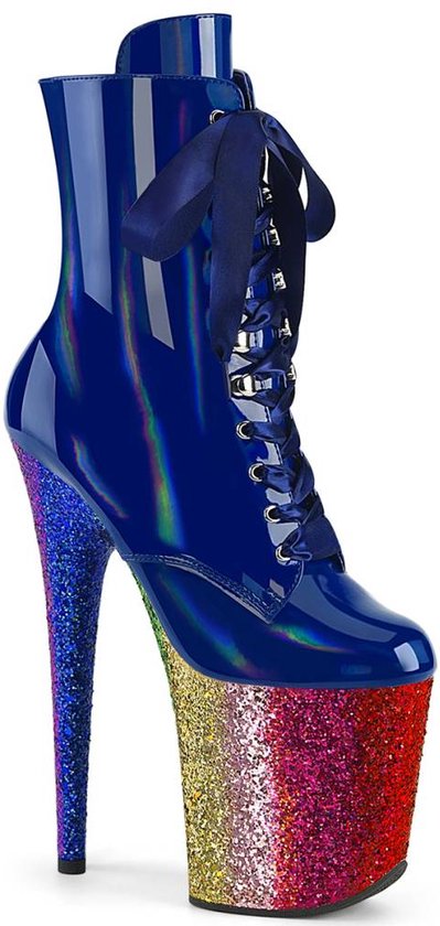 Pleaser - FLAMINGO-1020HG Plateau Laarzen, Paaldans schoenen - US 5 - 35 Shoes - Blauw/Regenboog