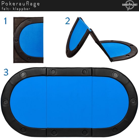Thumbnail van een extra afbeelding van het spel Poker Tafelblad - Pokermat - Pokerkleed - Poker tafelkleed - Pokertafel inklapbaar - Pokertafel - Pokertop - Poker - Voor 10 spelers - 208 x 106 x 3 cm - Groen