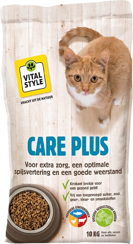 VITALstyle Care Plus - Kattenbrokken - Voor Extra Zorg En Ondersteuning - Met o.a. Berkenblad & Valeriaan - 10 kg