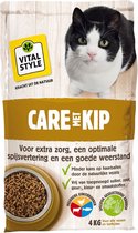 VITALstyle Care Met Kip - Kattenbrokken - Gevarieerde Voeding Voor Een Levenlustige Kat - Met o.a. Peterselie & Smalle Weegbree - 4 kg
