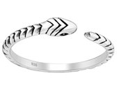 Joy|S - Zilveren slang ring - verstelbaar (maat: zie omschrijving) - geoxideerd - aanschuifring