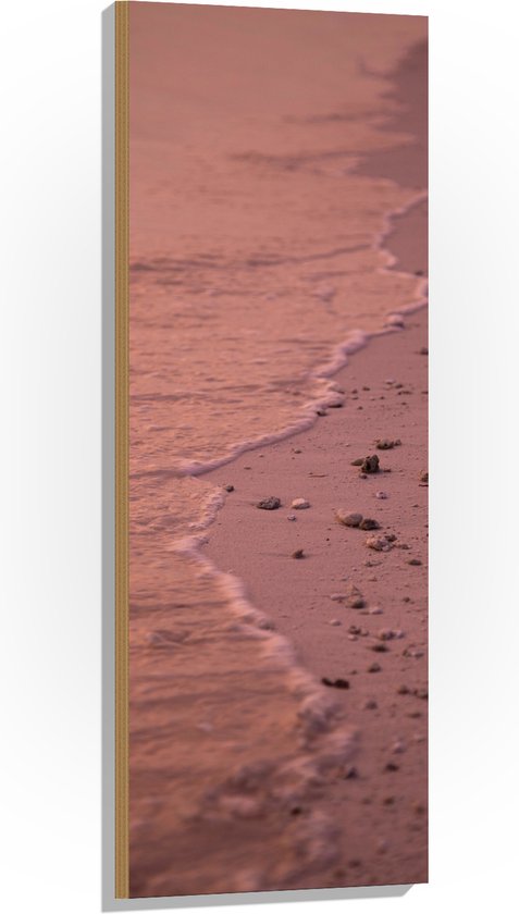 Hout - Strand met Steentjes bij het Zee Water - 40x120 cm - 9 mm dik - Foto op Hout (Met Ophangsysteem)