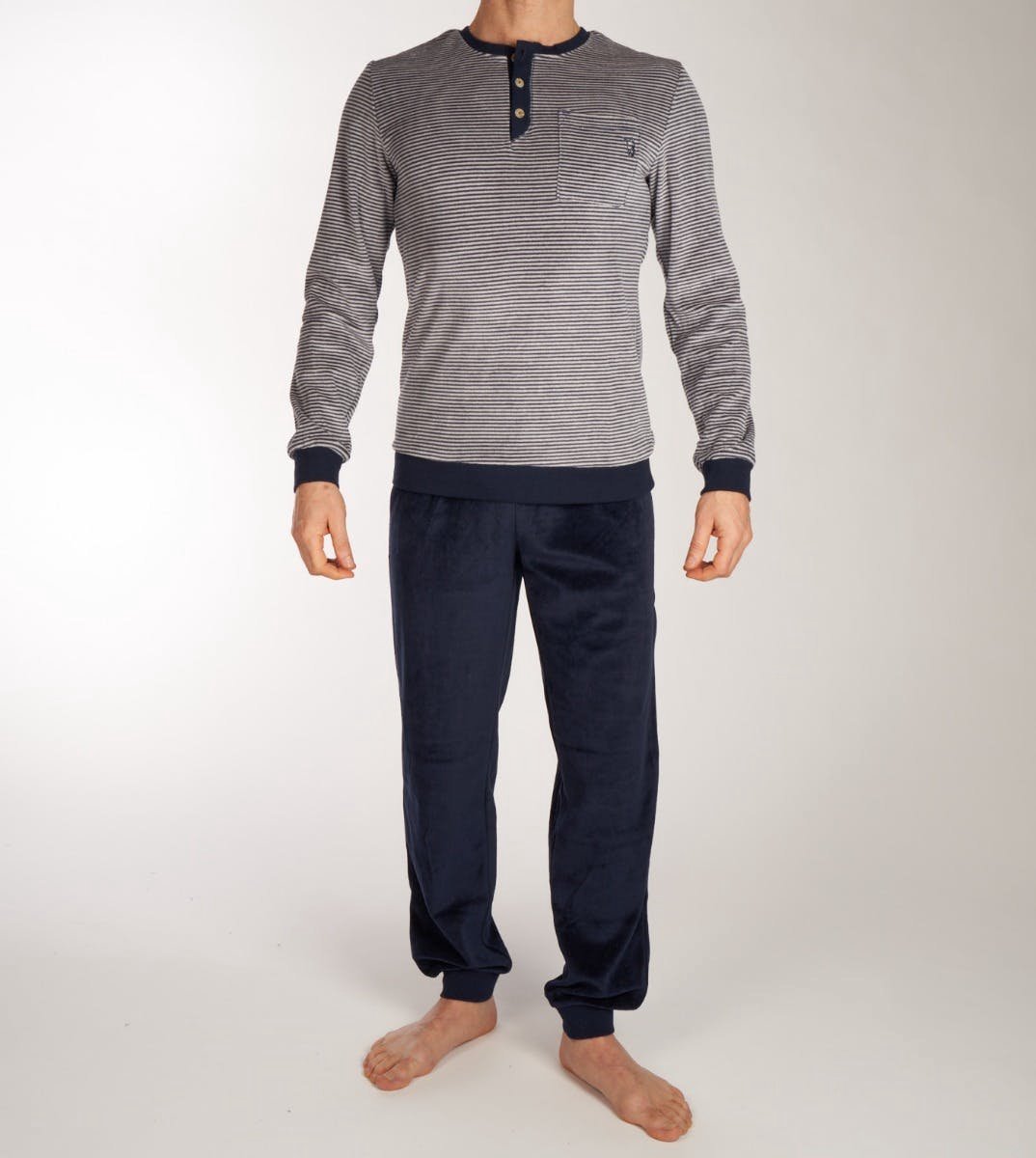 Eskimo Pyjama lange broek 'Blue'/'Grey' Katoen XXL