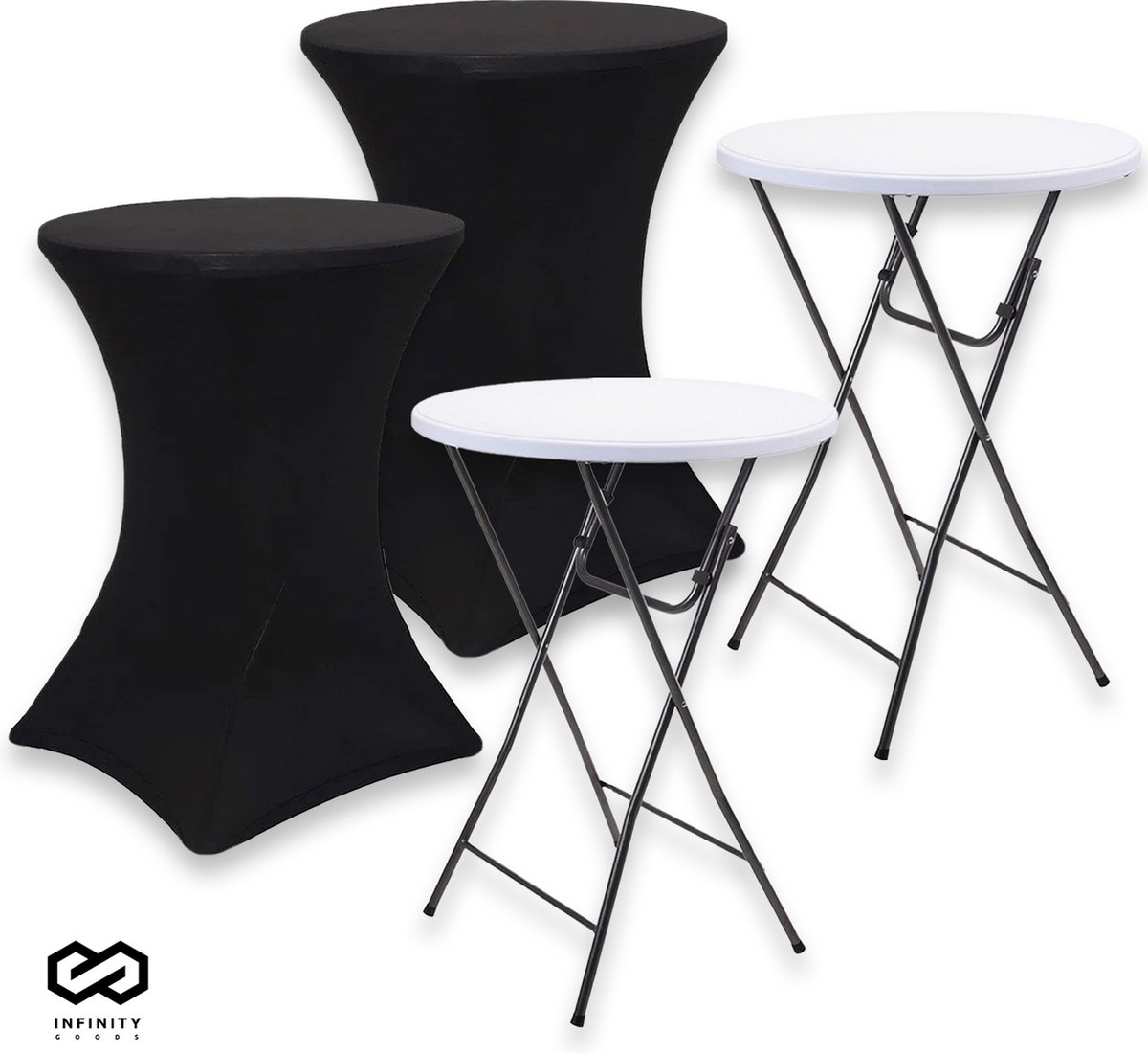 Pack TABLE HAUTE mange-debout pliant + HOUSSE de plateau