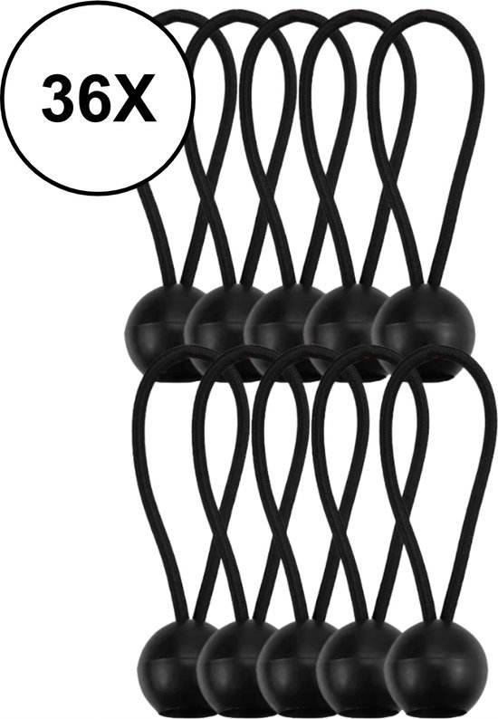 PD® - Spanelastiek - Zwart - Elastiek koord - Spanrubbers - Elastiek Met Bal - Tentspanner - Tentelastiek - Tentspanners met Bal - Elastiek Trampoline van PD — afbeelding 3