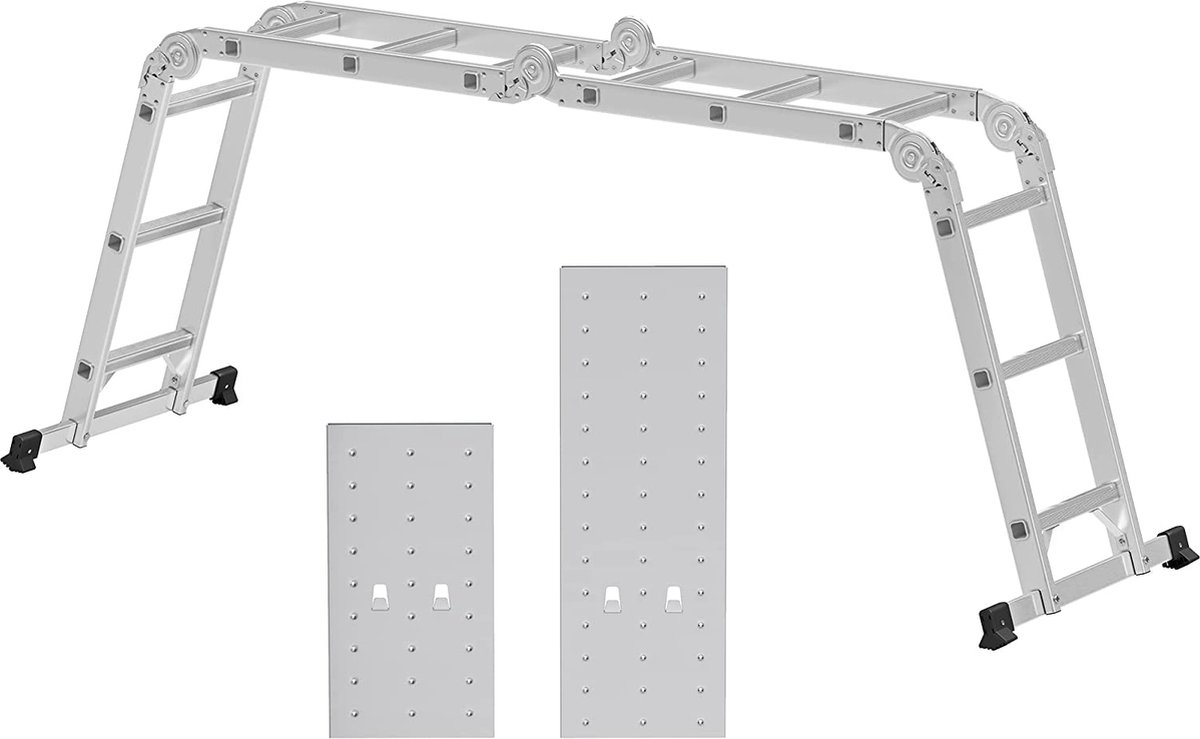 MIRA Home - vouwladder - ladder - grijs - aluminium - ‎143 x 94 x 31.5 cm