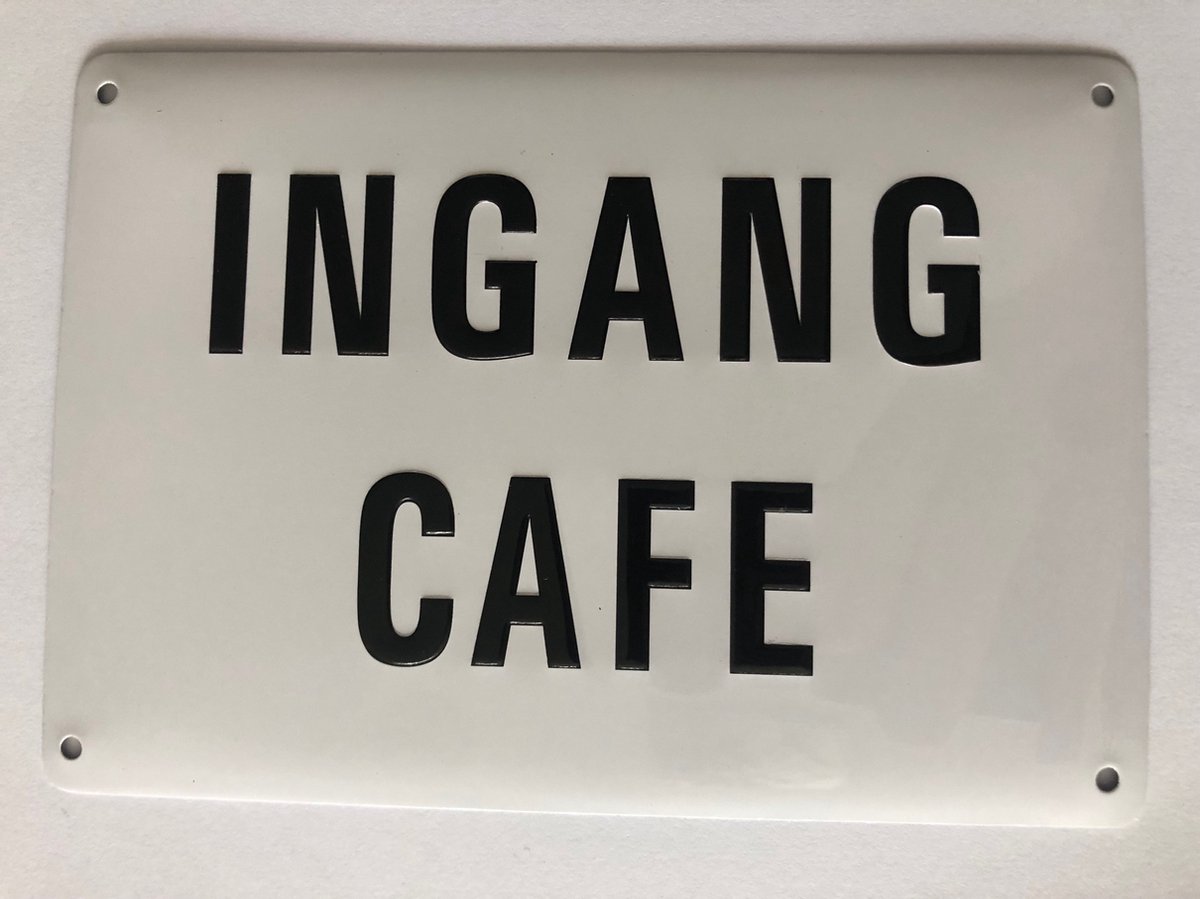 Ingang Cafe bordje / 14,5 x 10 cm / Blikken bordje
