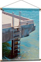WallClassics - Affiche Textile - Escaliers Wit dans l'Océan Bleu Clair - 60x80 cm Photo sur Textile