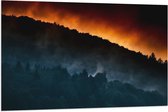 WallClassics - Vlag - Grote Bosbrand achter Berg - 120x80 cm Foto op Polyester Vlag