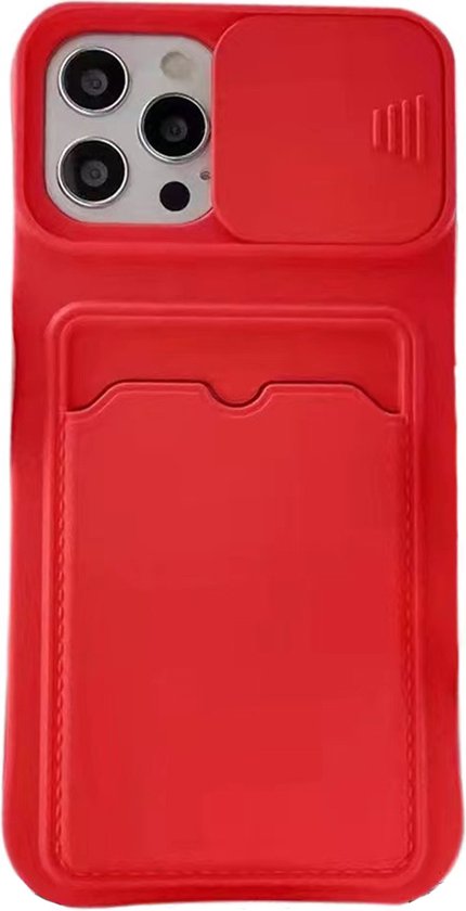 Coque Arrière iPhone 14 avec Protection Caméra - Siliconen - Porte-Cartes - TPU - Apple iPhone 14 - Rouge
