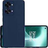 Hoes Geschikt voor OnePlus Nord 2T Hoesje Cover Siliconen Back Case Hoes - Donkerblauw