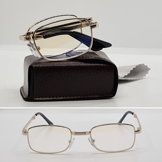 vitaliteit Krimpen Het hotel Bril op sterkte +4,0 - Opvouwbare leesbril +4.0 - goud - leesbril met  brillenkoker -... | bol.com