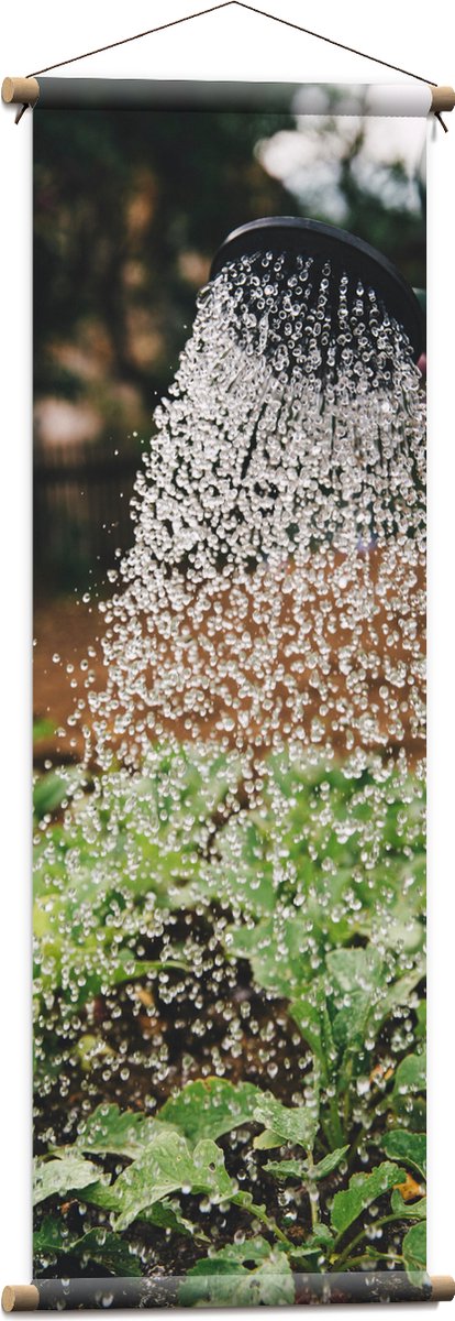 Textielposter - Planten Water Geven met Gieter - 40x120 cm Foto op Textiel