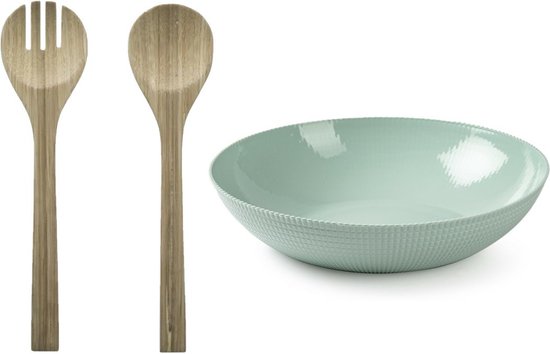 Foto: Plasticforte slakom en bamboe slabestek kunststof mintgroen d30 cm