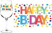 Happy Birthday cadeau verjaardag glas en A5-size wenskaart