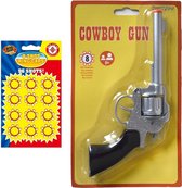 Verkleed speelgoed revolver/pistool metaal 8 schots met 24x plaffers
