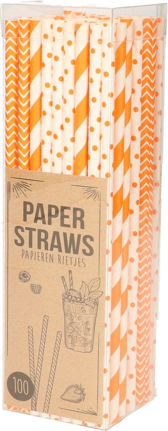 Papieren drinkrietjes - 100x - blauw - 20 cm | Fun en Feest