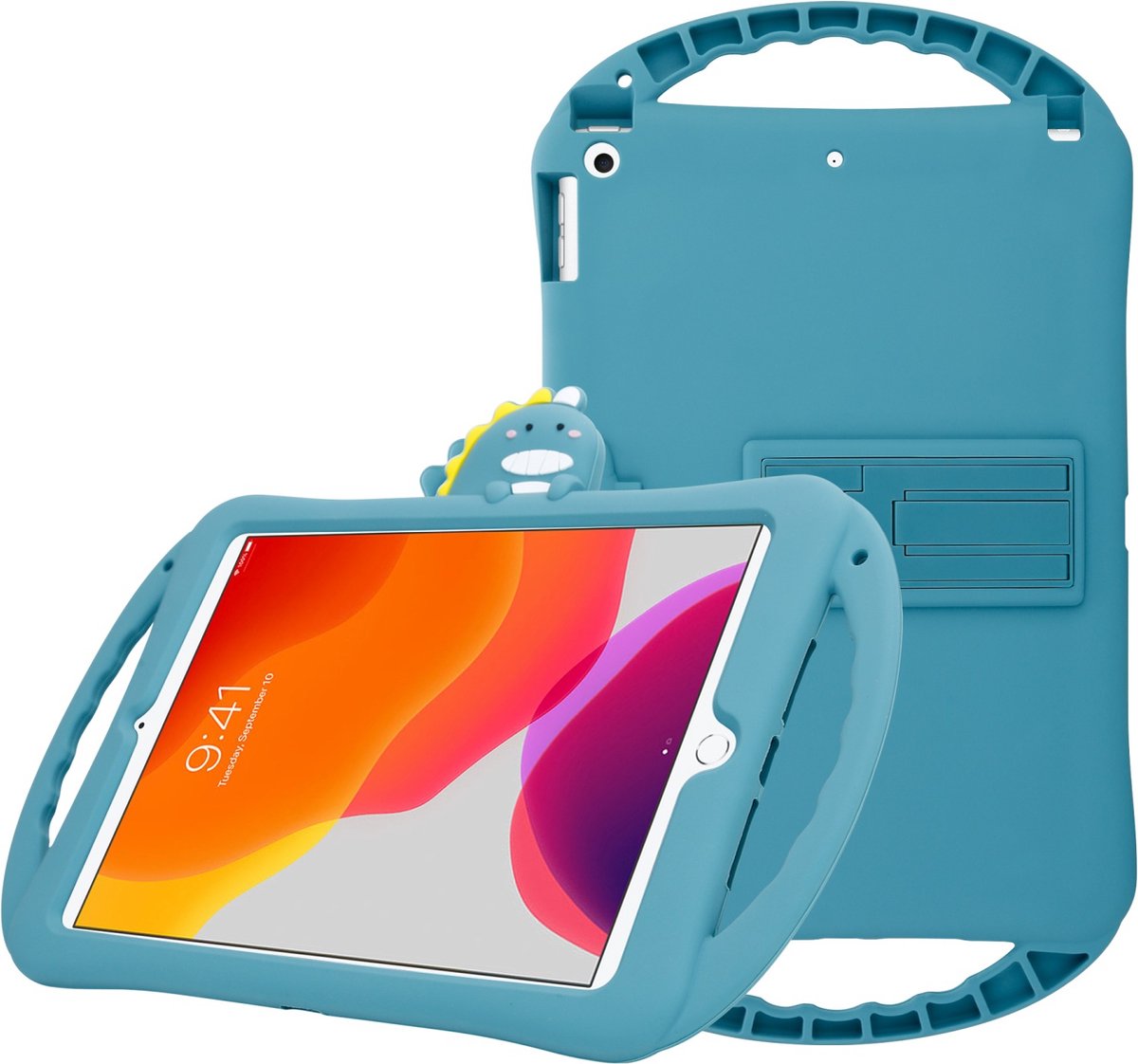 Cadorabo Tablet Hoes voor Apple iPad AIR 2 2014 - Design Dinosaurus No. 6 - Beschermend etui voor kinderen gemaakt van flexibel TPU silicone met standfunctie